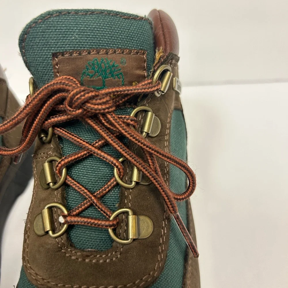Timberland Youth Field Boot Sz 1 Brown Green Outdoor Waterproof Hiking Shoes